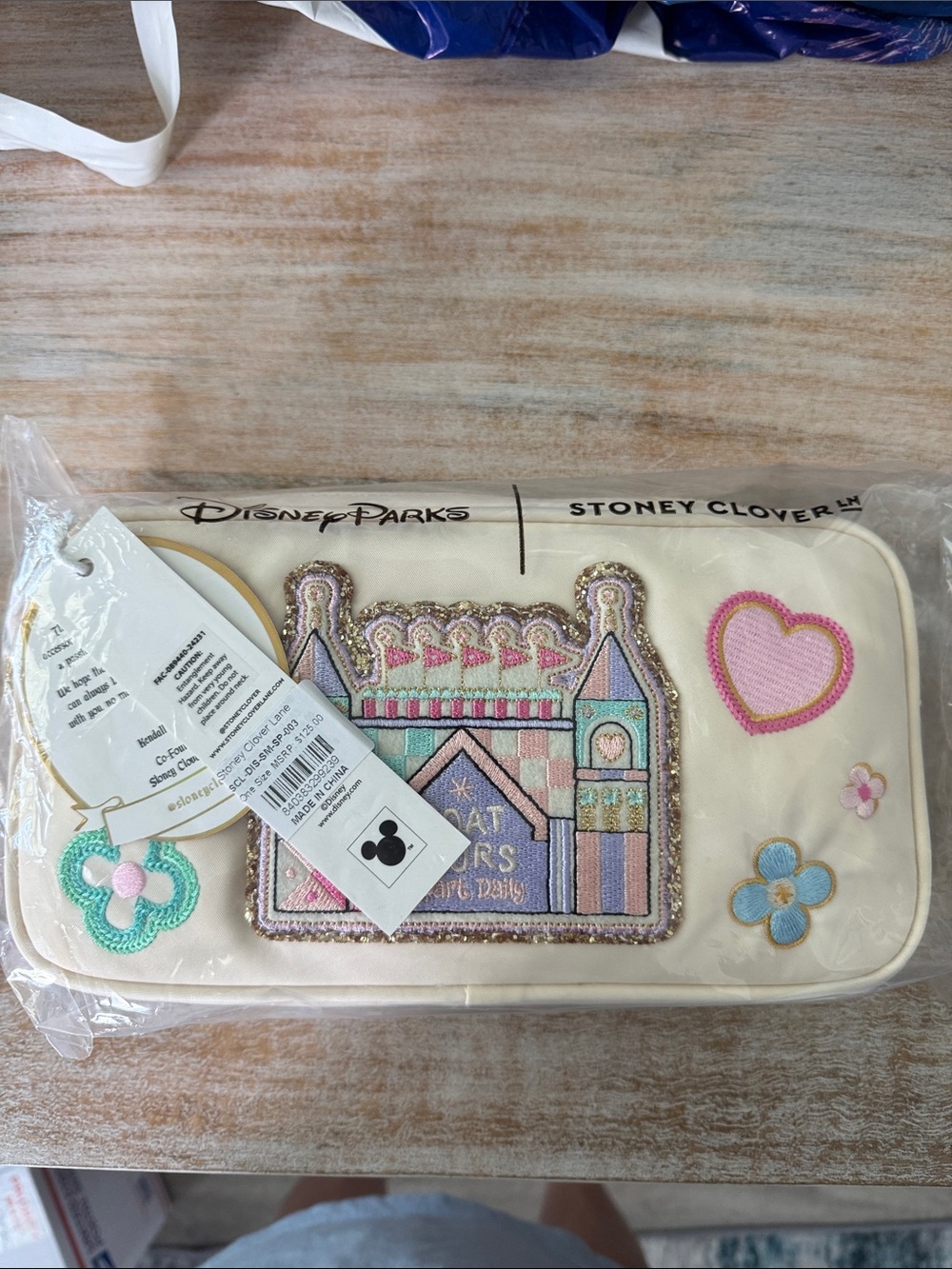 Stoney Clover Lane Cream Small World Pouch/Cosmetic Bag